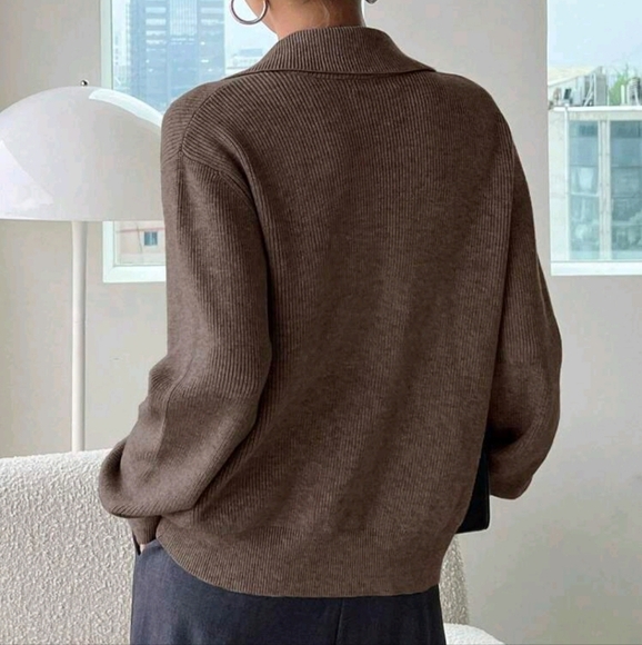 Women Casual Vintage Solid Color Zipper Cardigans, Autumn - Picture 2 of 4